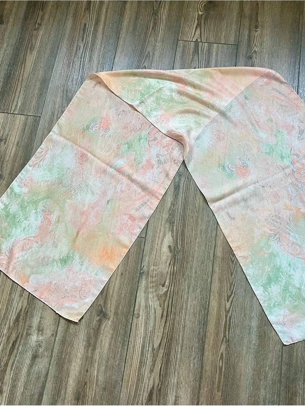 Watercolor Scarf in Peach & Sage -14/60 inches